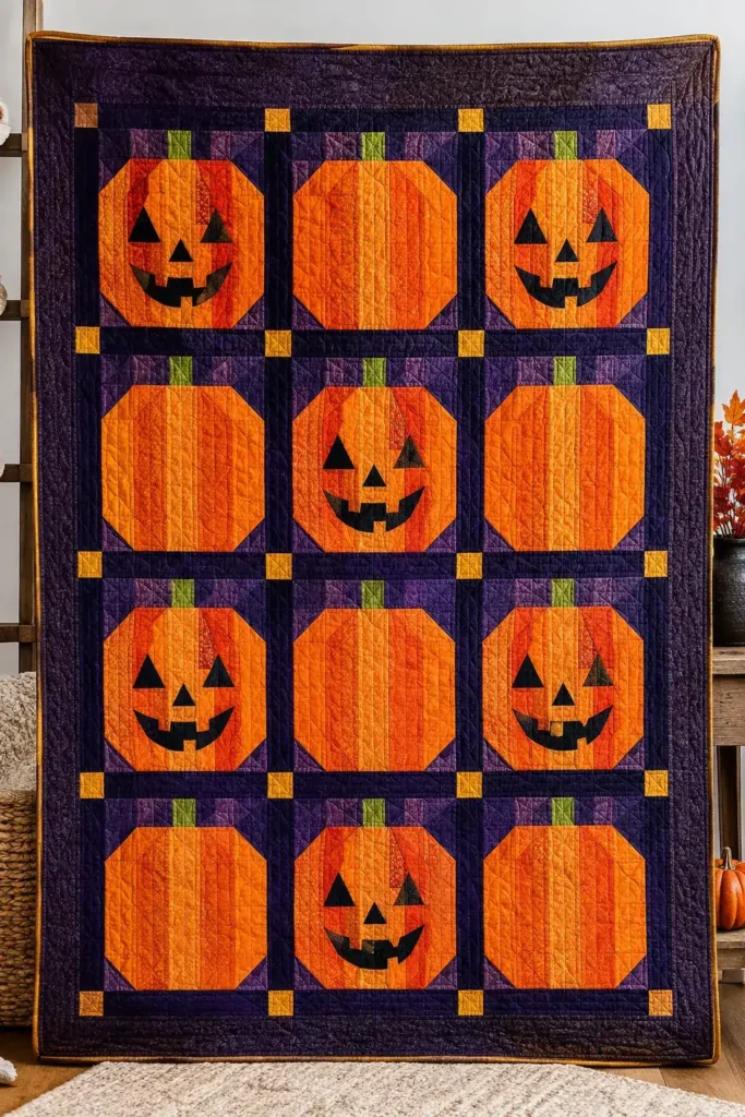 Classic Jack-o-Lantern and Pumpkin Patch Quilt Blocks