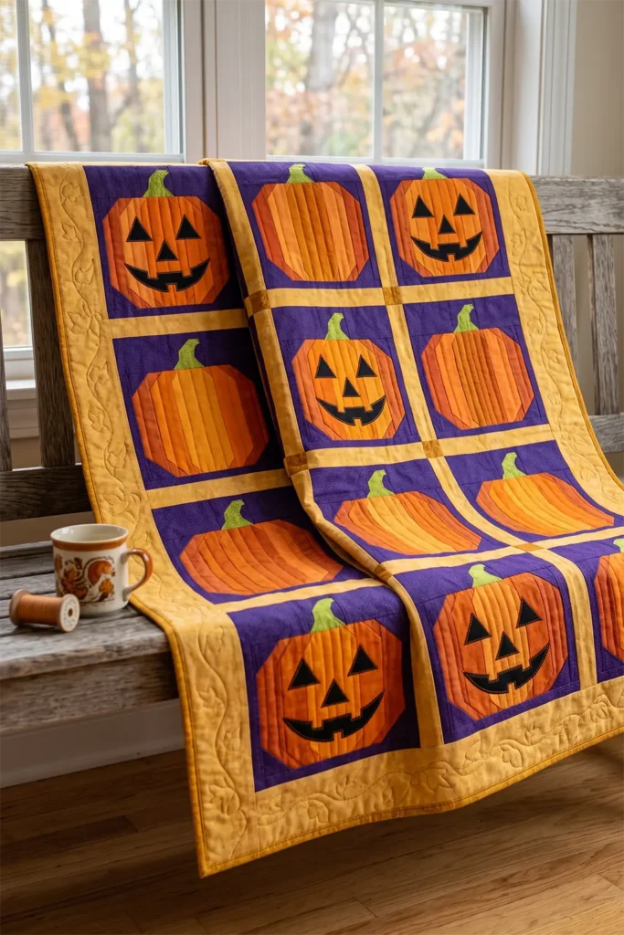Classic Jack-o-Lantern and Pumpkin Patch Quilt Blocks
