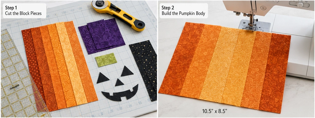 Classic Jack-o-Lantern and Pumpkin Patch Quilt Blocks