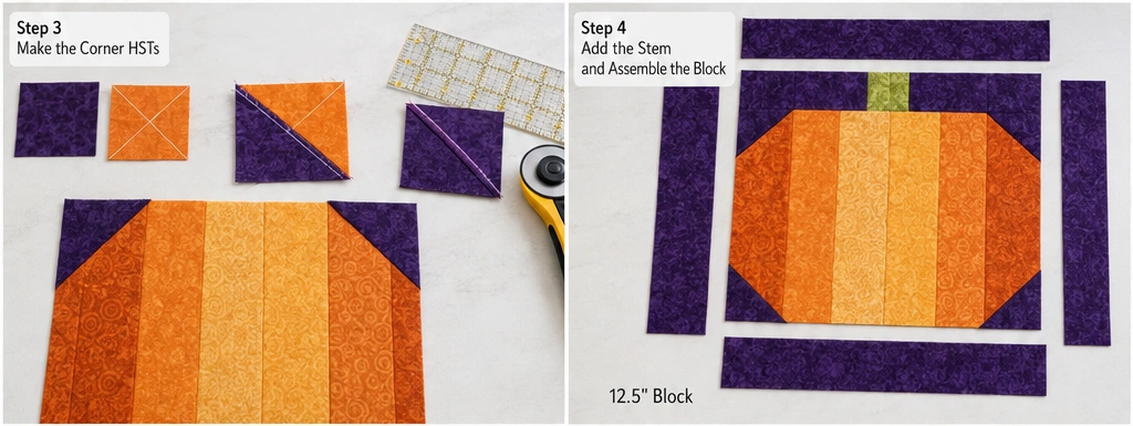 Classic Jack-o-Lantern and Pumpkin Patch Quilt Blocks