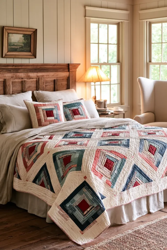 Classic Log Cabin Layer Cake Quilt for Timeless Elegance