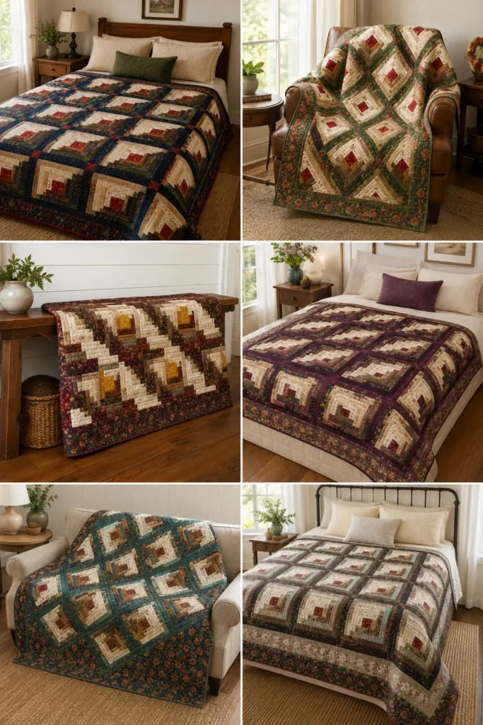 Classic Log Cabin Layer Cake Quilt for Timeless Elegance