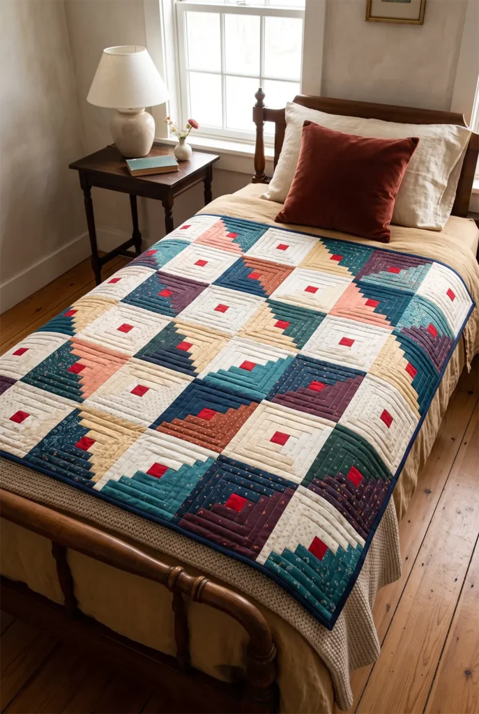 Classic Log Cabin Layer Cake Quilt for Timeless Elegance