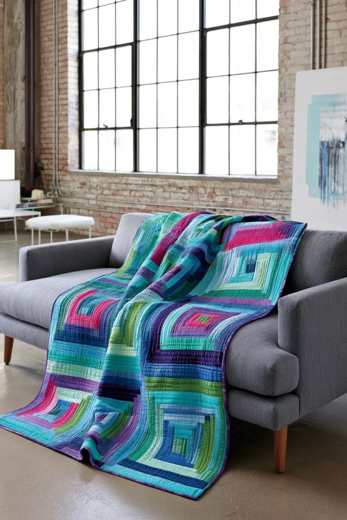 Classic Log Cabin Layer Cake Quilt for Timeless Elegance