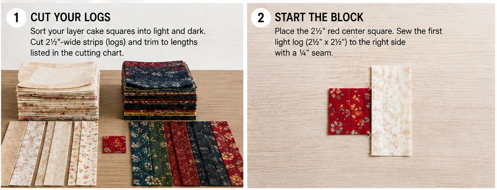 Classic Log Cabin Layer Cake Quilt for Timeless Elegance