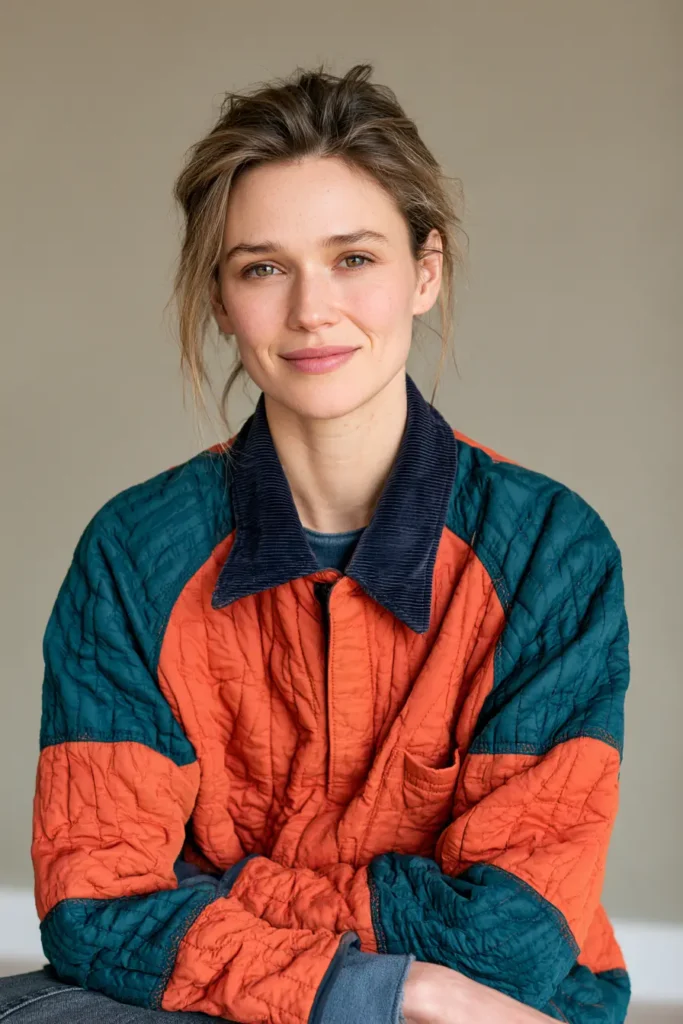 Corduroy-Collar Quilted Barn Jacket for Rich Autumn Texture