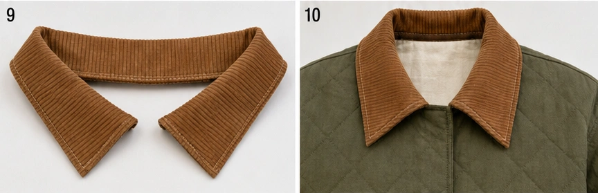 Corduroy-Collar Quilted Barn Jacket for Rich Autumn Texture