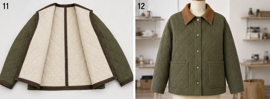 Corduroy-Collar Quilted Barn Jacket for Rich Autumn Texture