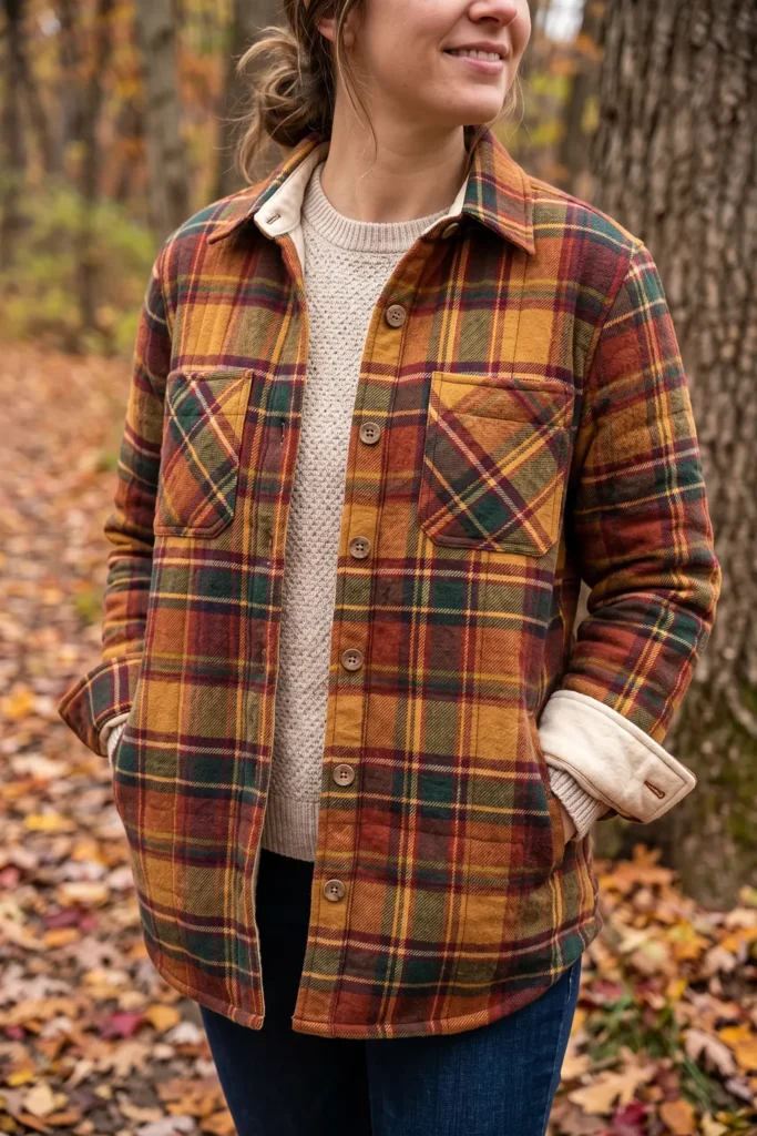 Cozy Plaid Quilted Shacket for Crisp Autumn Days