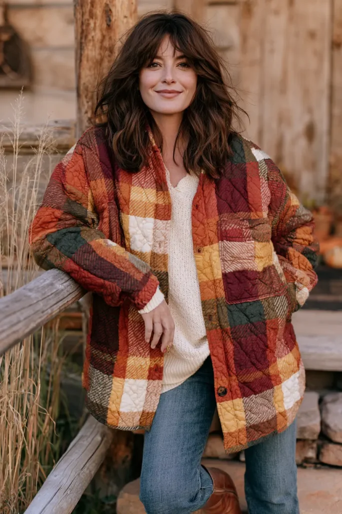 Cozy Plaid Quilted Shacket for Crisp Autumn Days