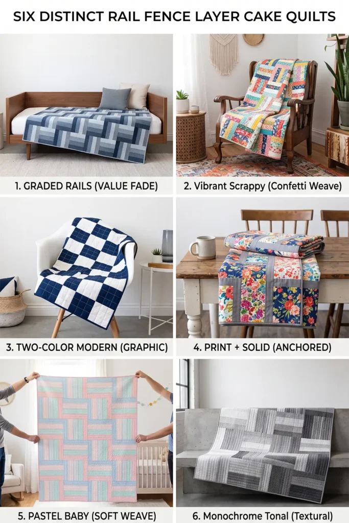 Cozy Rail Fence Layer Cake Quilt for Timeless Simplicity