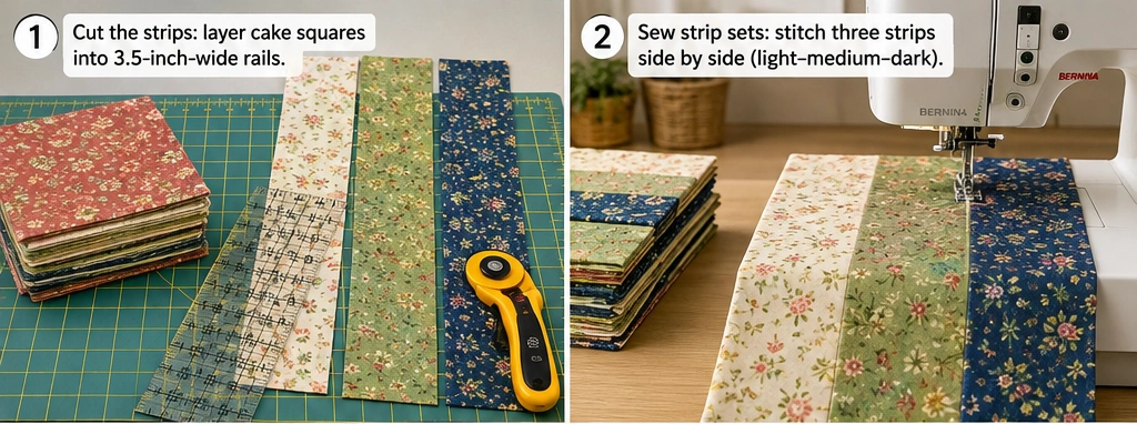 Cozy Rail Fence Layer Cake Quilt for Timeless Simplicity