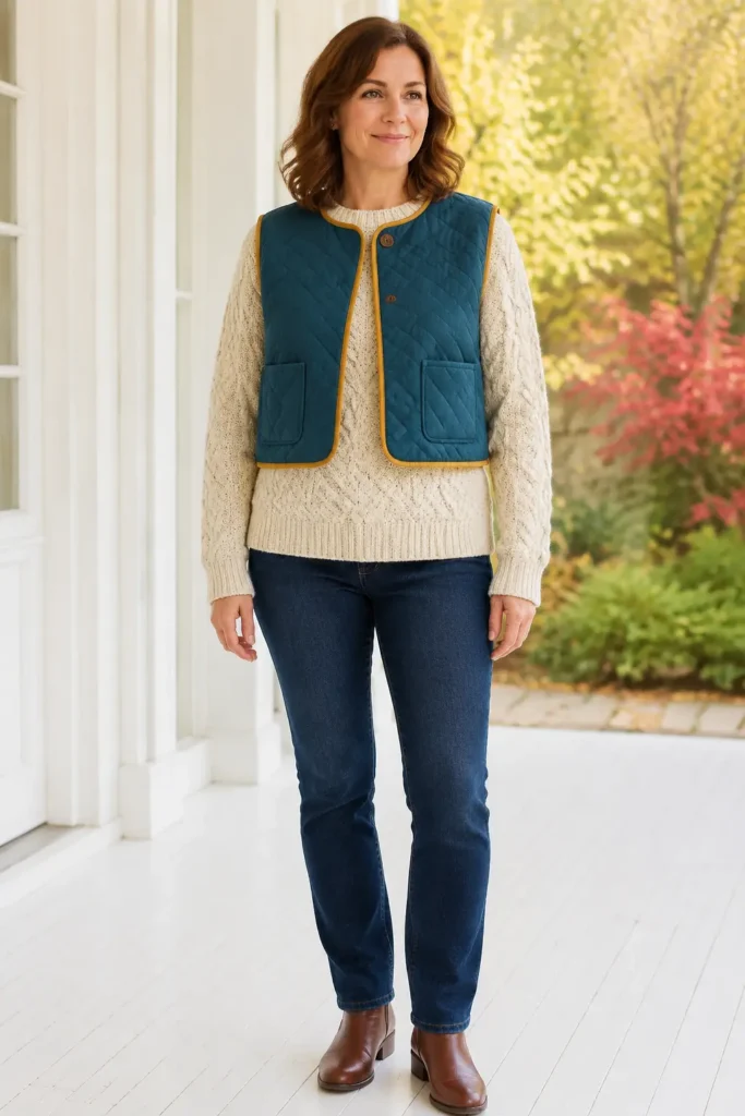 Cropped Quilted Vest for Chic Sweater-Weather Layering
