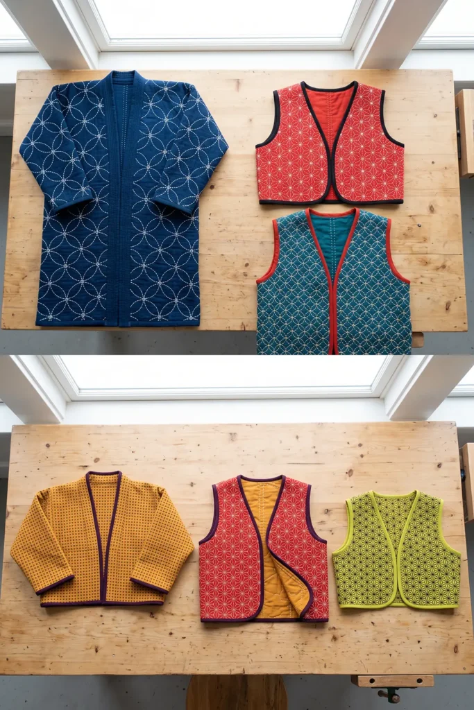 Cropped Sashiko Quilted Vest for Chic Modern Layering