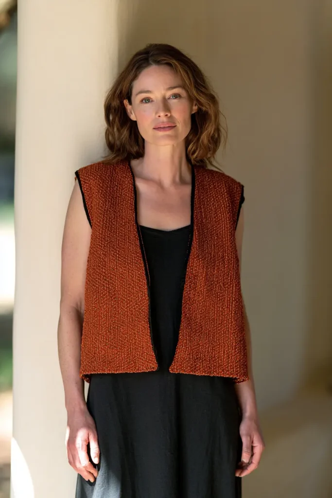 Cropped Sashiko Quilted Vest for Chic Modern Layering