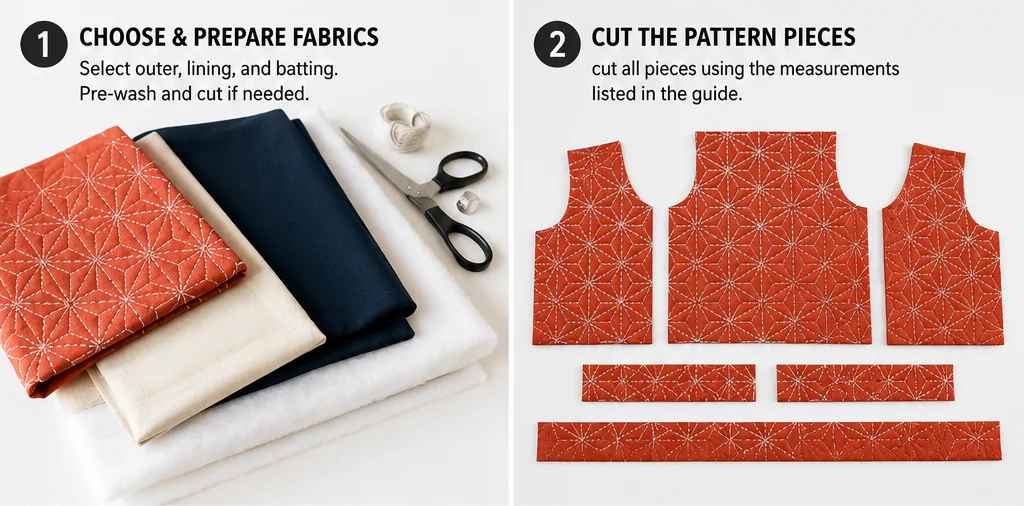 Cropped Sashiko Quilted Vest for Chic Modern Layering