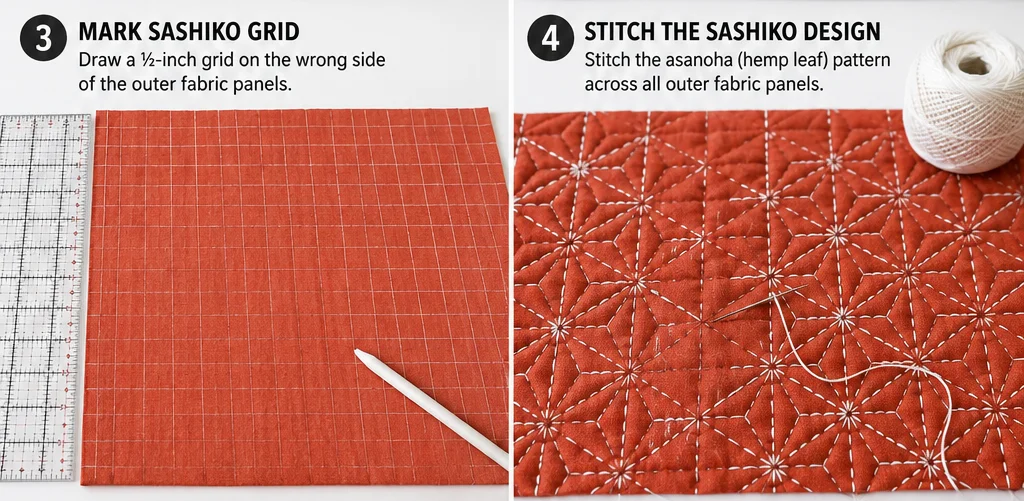 Cropped Sashiko Quilted Vest for Chic Modern Layering