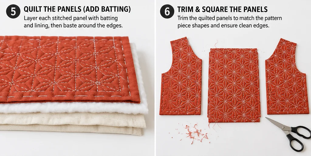 Cropped Sashiko Quilted Vest for Chic Modern Layering
