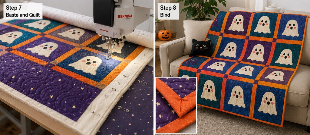 Cute Ghost Appliqué Quilt Blocks for Beginners