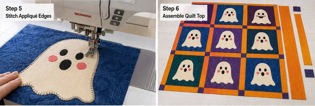 Cute Ghost Appliqué Quilt Blocks for Beginners