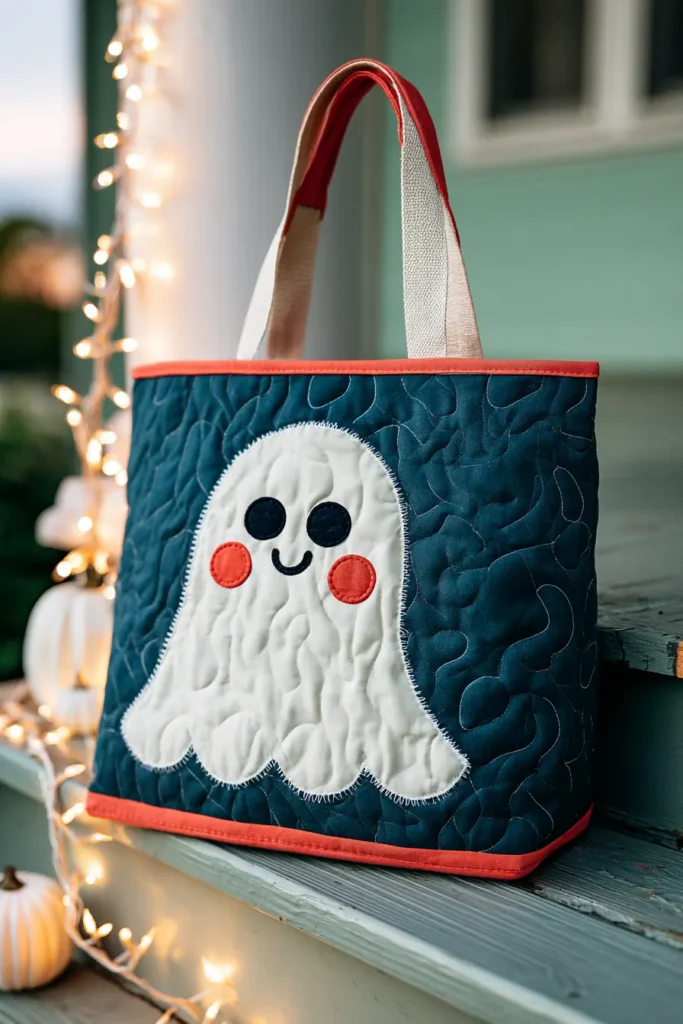 Cute Ghost Appliqué Quilted Halloween Totes
