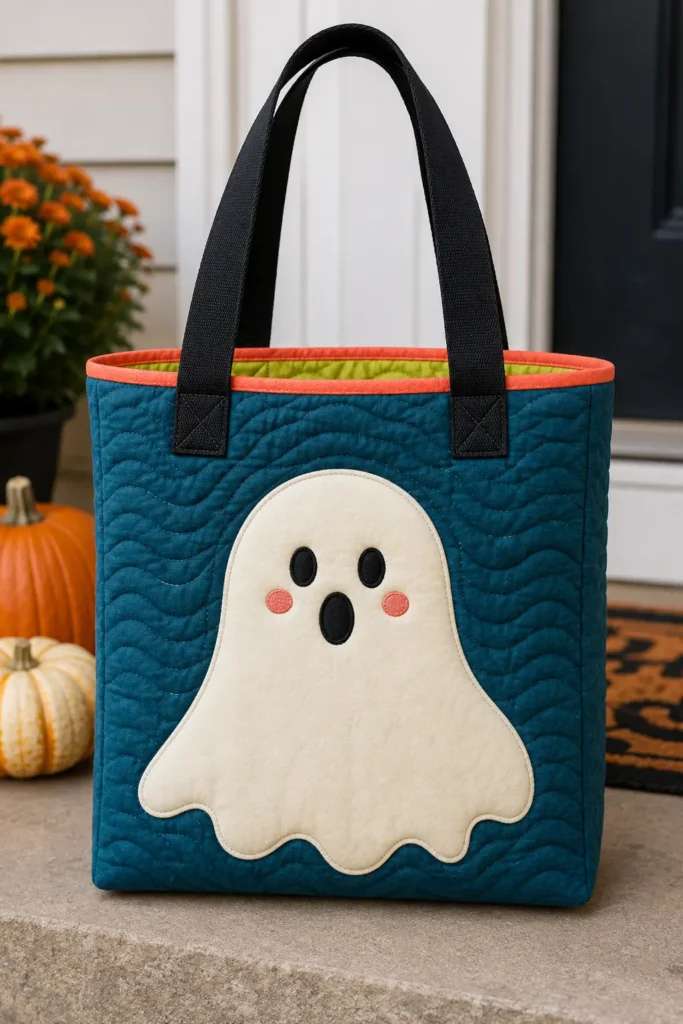 Cute Ghost Appliqué Quilted Halloween Totes