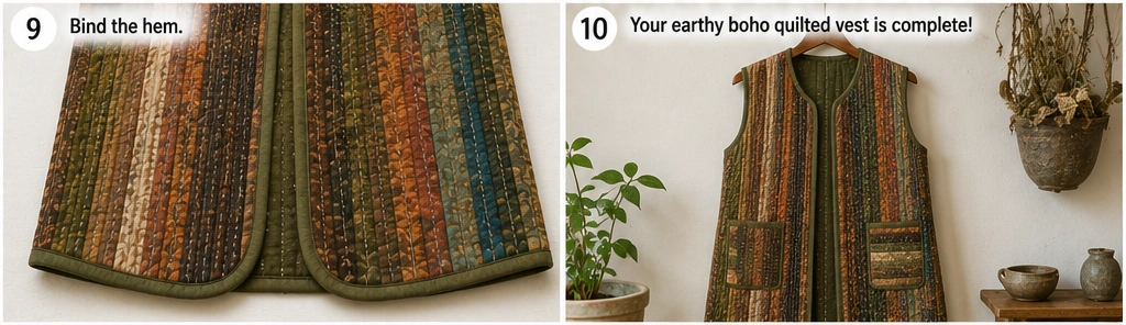 Earthy Boho Jelly Roll Quilted Vests for Relaxed Layering