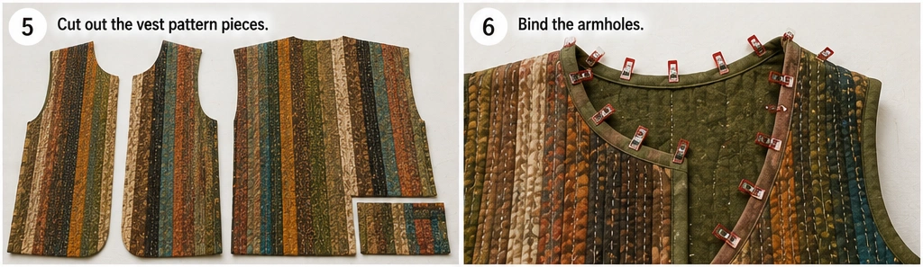 Earthy Boho Jelly Roll Quilted Vests for Relaxed Layering