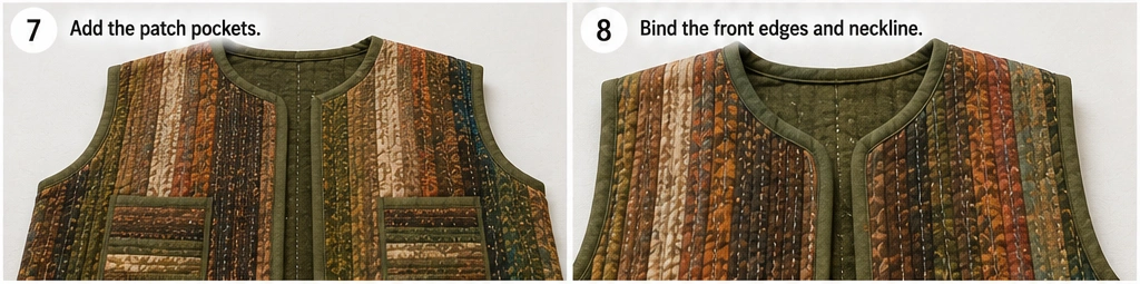 Earthy Boho Jelly Roll Quilted Vests for Relaxed Layering