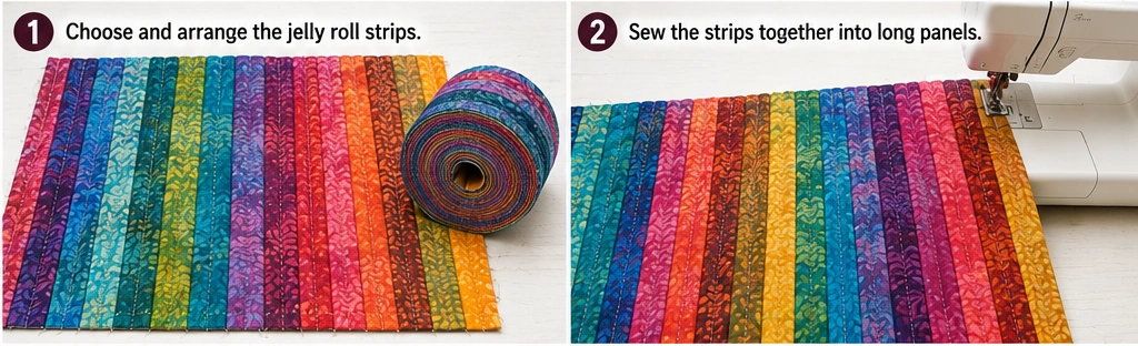 Easy Colorful Jelly Roll Quilted Jackets with a Soft Stand Collar