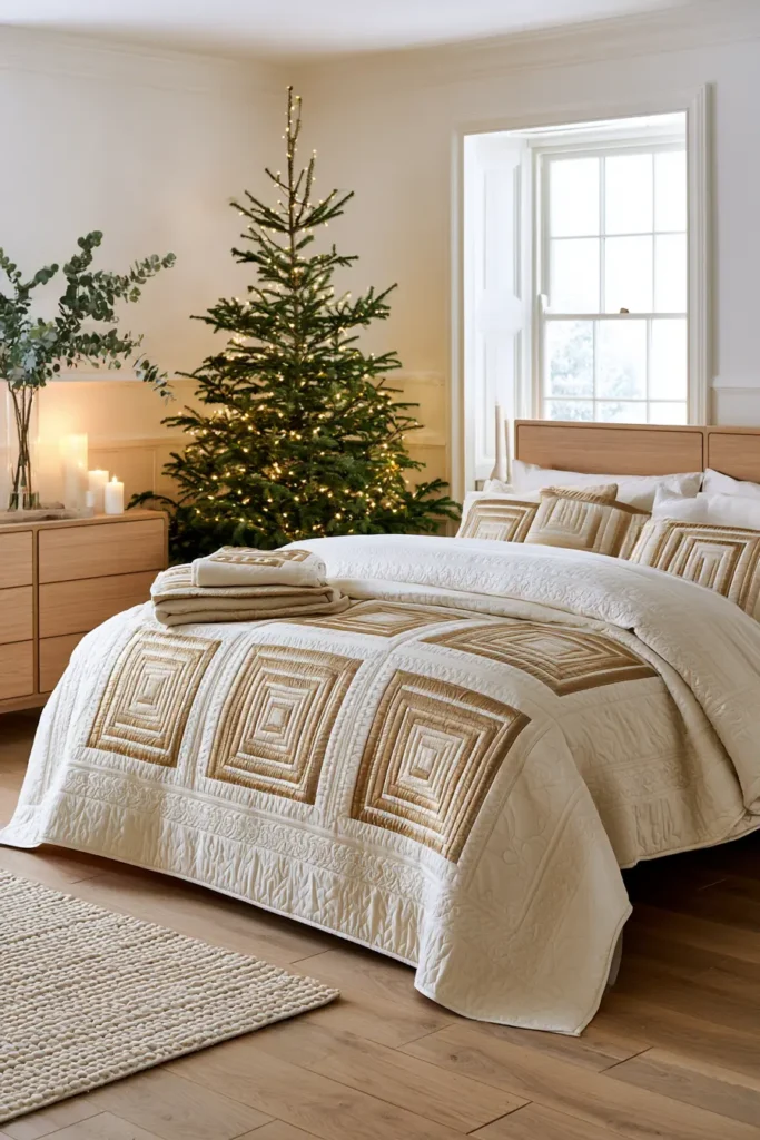 Elegant Gold and Cream Jelly Roll Quilt