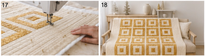 Elegant Gold and Cream Jelly Roll Quilt