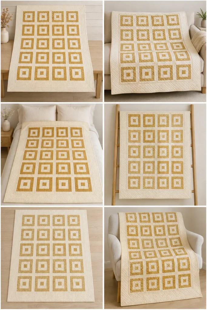Elegant Gold and Cream Jelly Roll Quilt