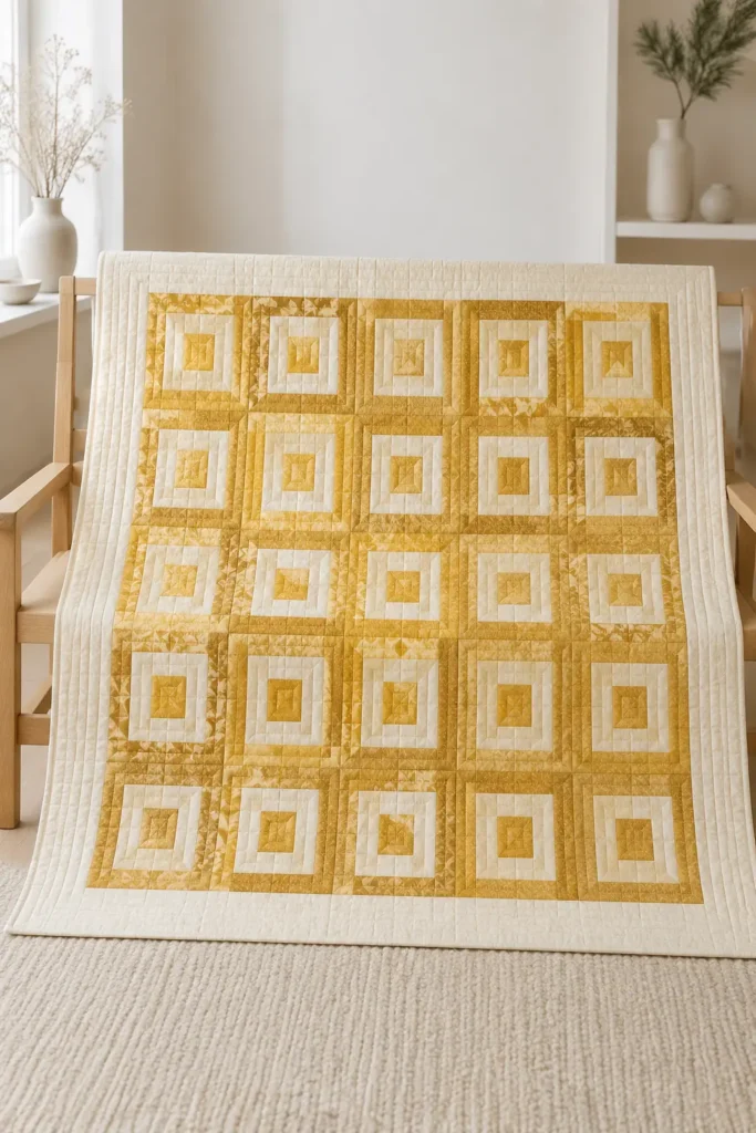 Elegant Gold and Cream Jelly Roll Quilt