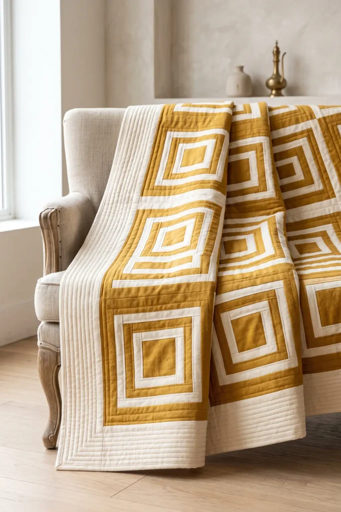 Elegant Gold and Cream Jelly Roll Quilt