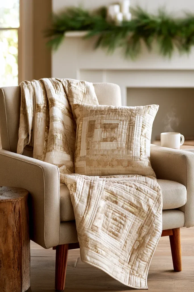 Elegant Gold and Cream Jelly Roll Quilt