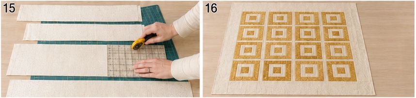 Elegant Gold and Cream Jelly Roll Quilt