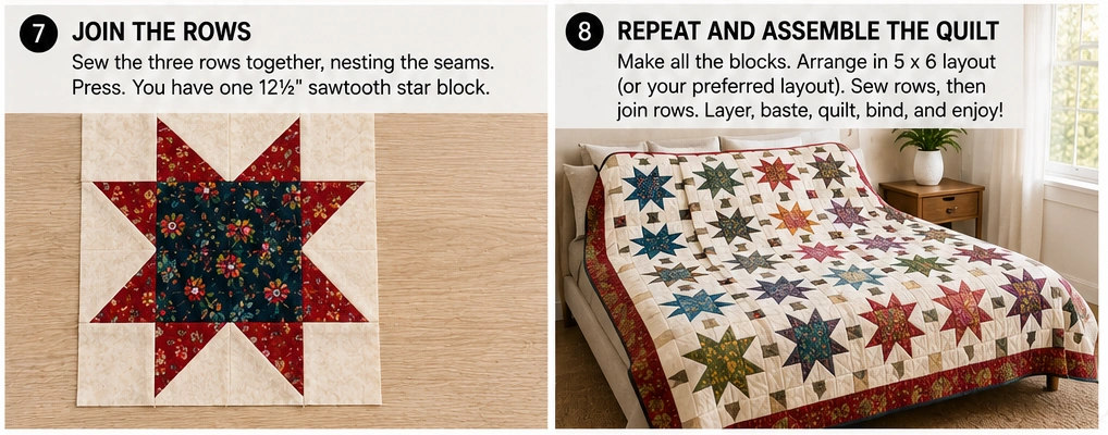 Elegant Sawtooth Star Layer Cake Quilt for Sophisticated Bedrooms