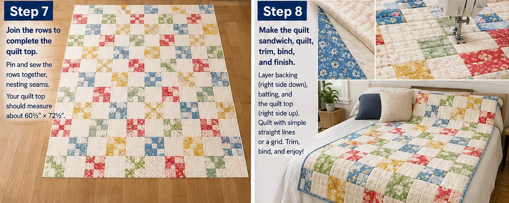 Fast Four-Patch Layer Cake Quilt for Quick Weekend Sewing