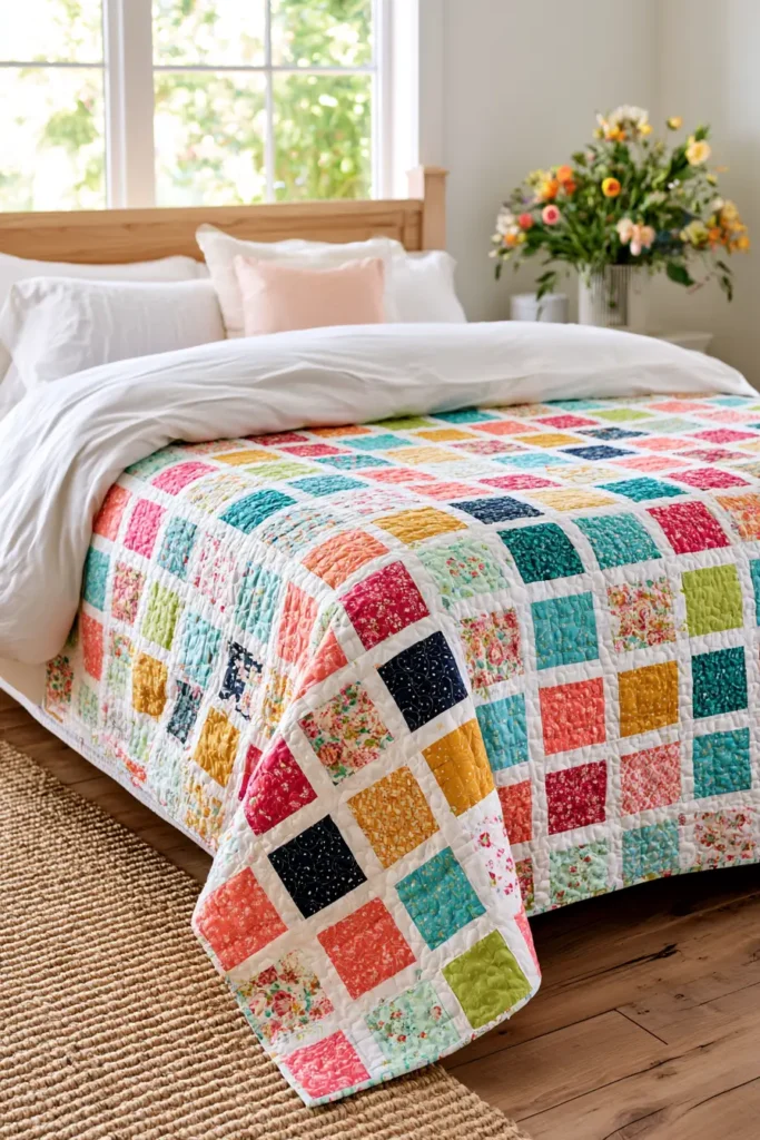 Fast Four-Patch Layer Cake Quilt for Quick Weekend Sewing