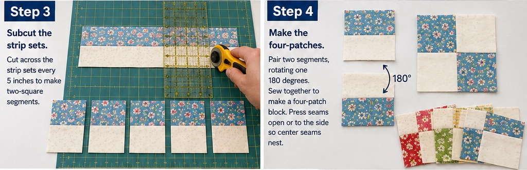 Fast Four-Patch Layer Cake Quilt for Quick Weekend Sewing