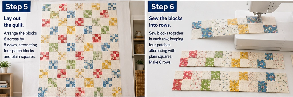 Fast Four-Patch Layer Cake Quilt for Quick Weekend Sewing