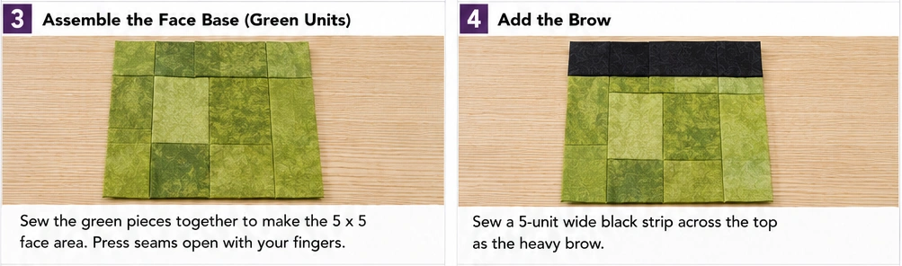 Frankenstein and Monster Face Quilt Blocks