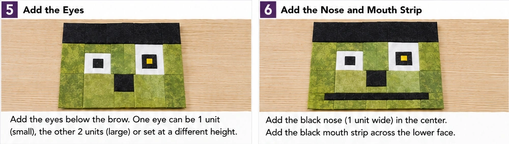 Frankenstein and Monster Face Quilt Blocks