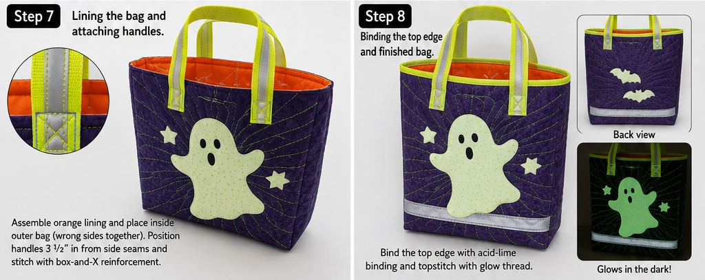 Glow-in-the-Dark Quilted Treat Bags for Nighttime Safety