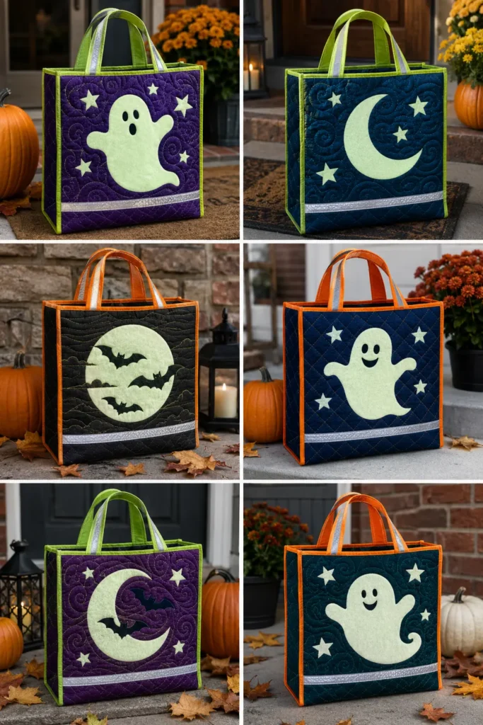 Glow-in-the-Dark Quilted Treat Bags for Nighttime Safety