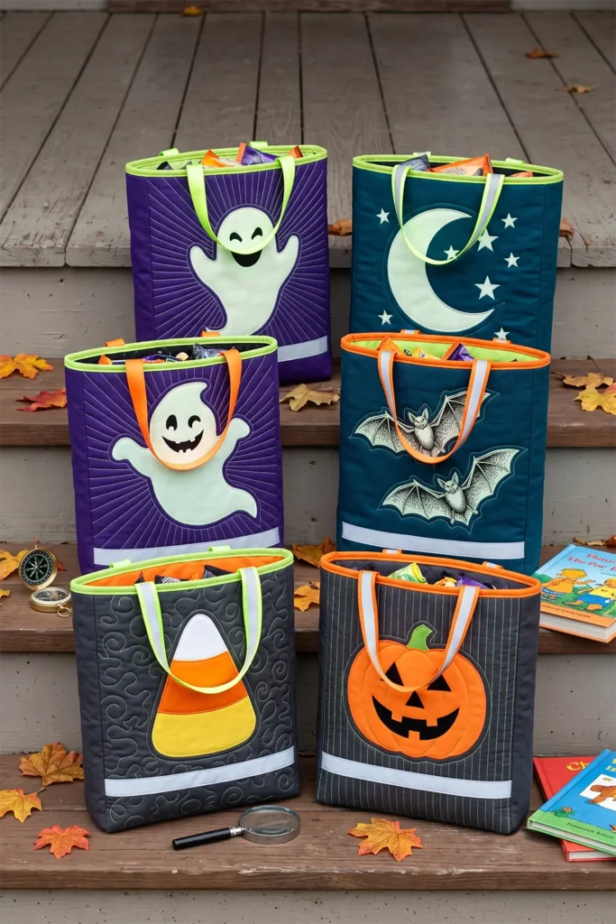 Glow-in-the-Dark Quilted Treat Bags for Nighttime Safety