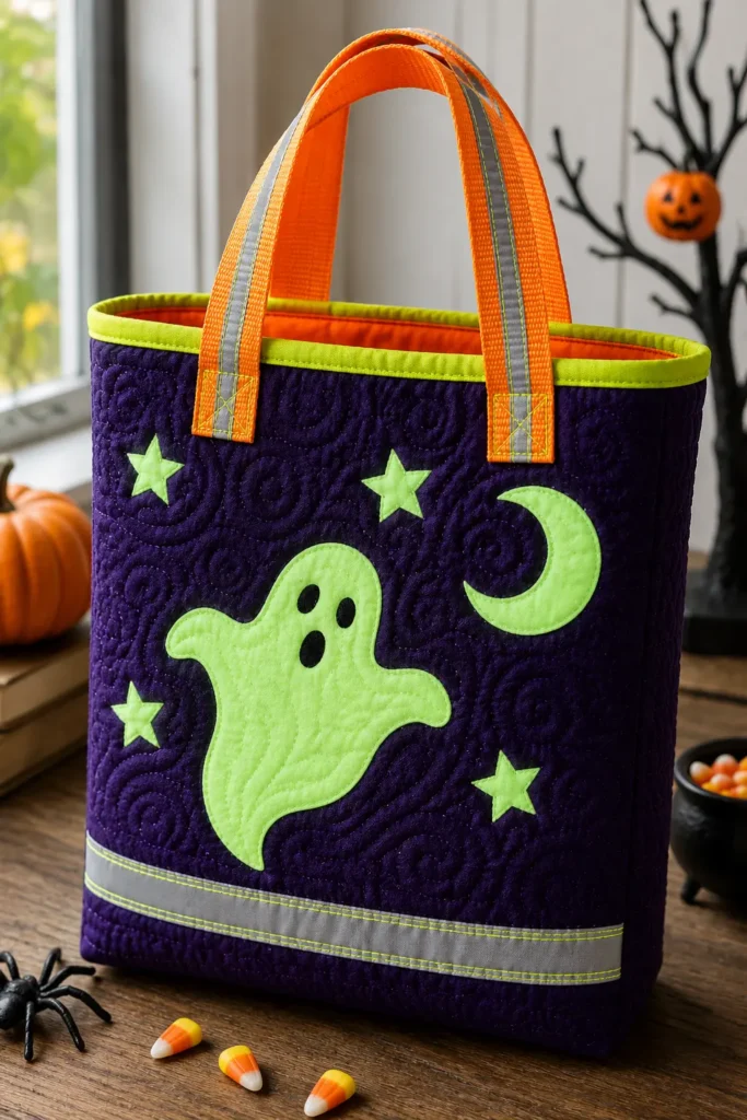 Glow-in-the-Dark Quilted Treat Bags for Nighttime Safety