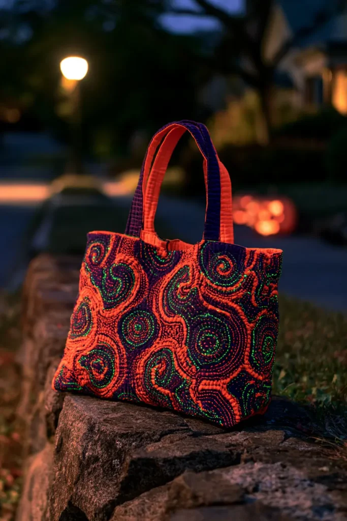 Glow-in-the-Dark Quilted Treat Bags for Nighttime Safety