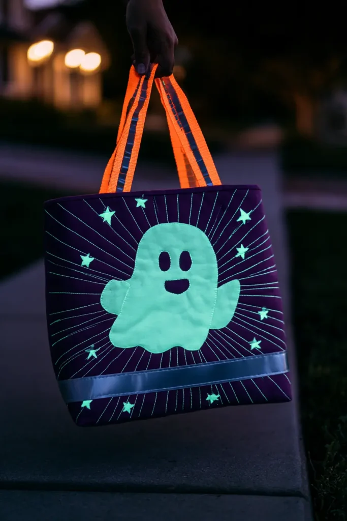 Glow-in-the-Dark Quilted Treat Bags for Nighttime Safety
